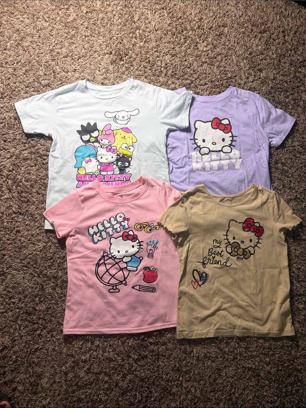 Hello Kitty Sanrio Girls Graphic T-Shirt Lot of 4 Sizes 7/8 & 8/10
